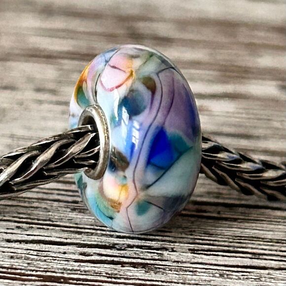 Summersday Artisan Trollbeads Style Trollstone Pastel Muted Blue Purple Teal NEW - Picture 7 of 11